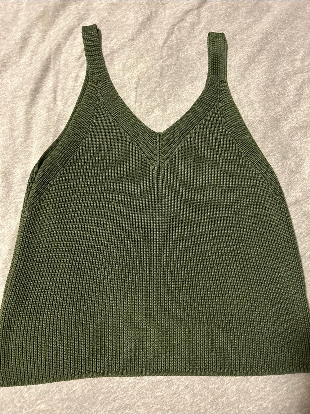 Express Olive Ribbed V-Neck Tank - Picture 6 of 6